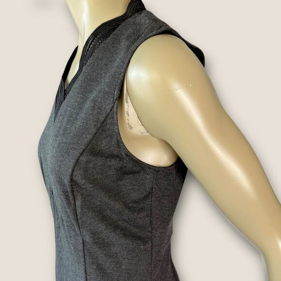 The Limited Sleeveless Sheath Dress Size 8 Ponte Knit Lace Hem Stretch Dark Gray - Picture 8 of 14